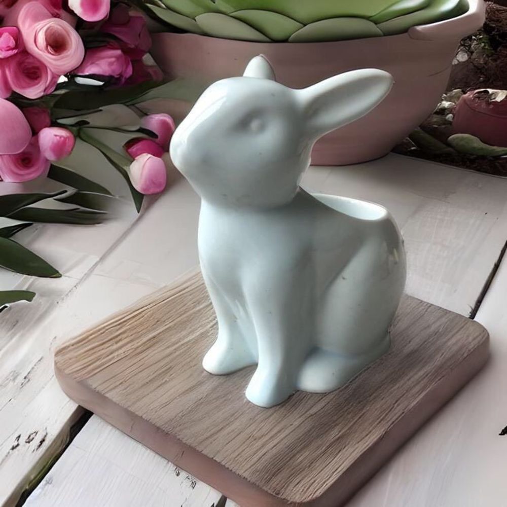 Yankee Candle Pastel Blue Bunny Rabbit Tea Light Candle Holder